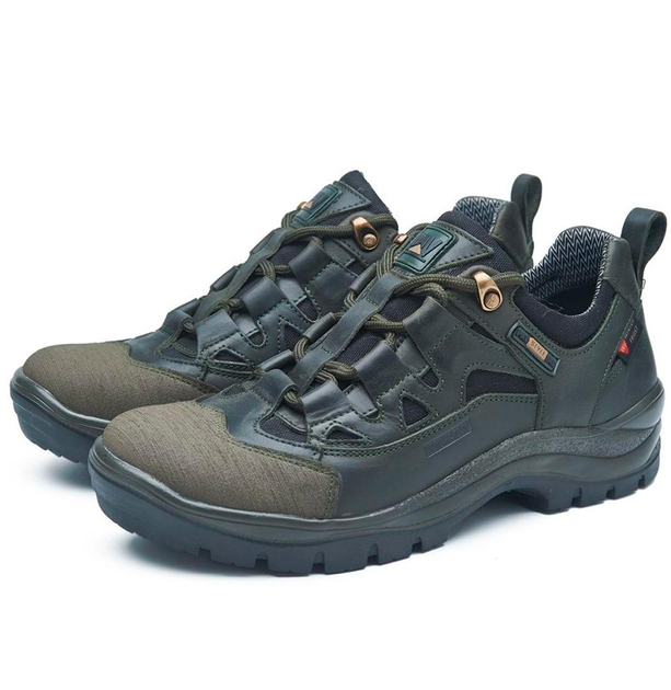 Тактичні кросівки демісезонні PAV 401 олива хакі шкіряні з мембраною Winterfrost 40 - зображення 1