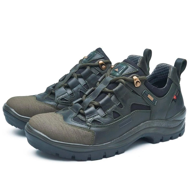 Тактические кроссовки демисезонные PAV 401 хаки олива кожаные с мембраной Winterfrost 41 - изображение 1