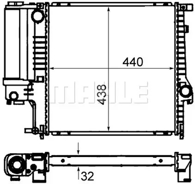 Радиатор охлаждения двигателя E30/E36 1.6-2.8 88-00, MAHLE/KNECHT (CR330000S) - изображение 1