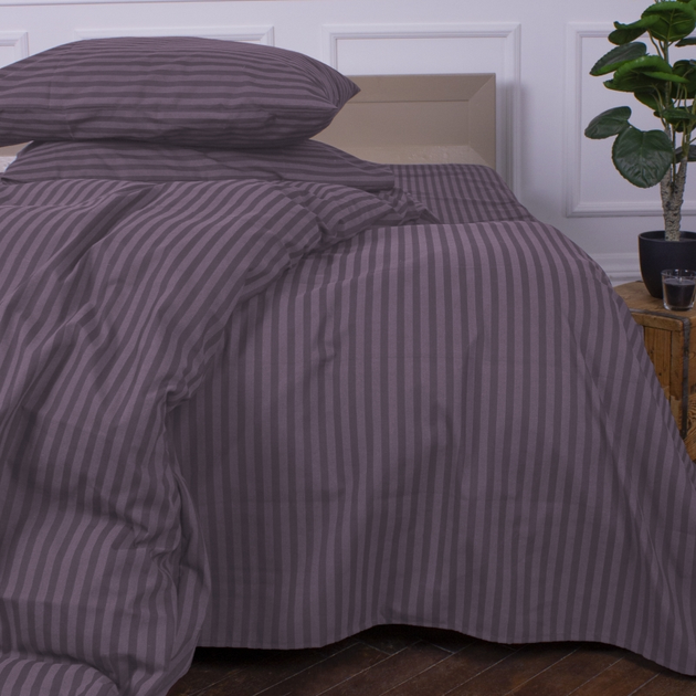 Акція на Простирадло на гумці MirSon Ranforce Elite 17-0603 Stripe Violet 140x200x25 см від Rozetka