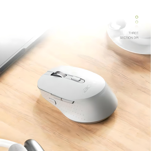 Миша ACER M155 бездротова, з акумулятором, Bluetooth та 2.4GHz, 1600DPI, бежевий - зображення 2
