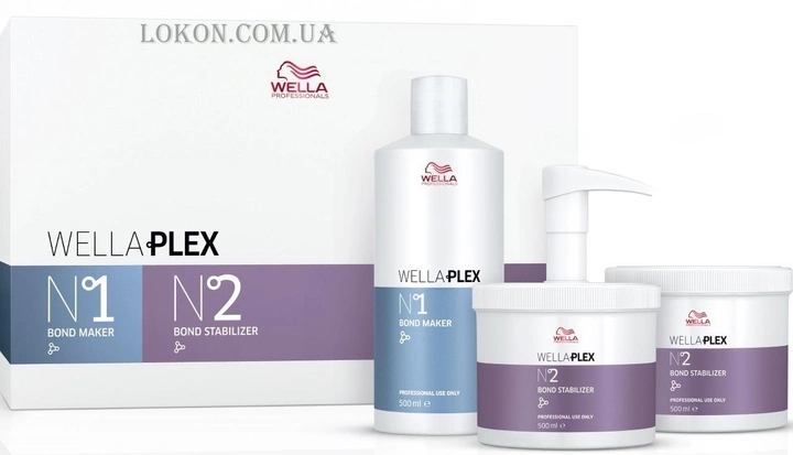 Набір для догляду за волоссям Wella Professionals Wellaplex Еліксир захисту волосся No1 Bond Make 500 мл + Еліксир-стабілізатор No2 Bond Stabilizer 2 х 500 мл (4064666047287) - зображення 1
