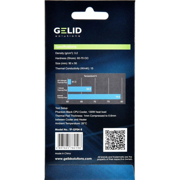 Термоінтерфейс Evolution Gelid Solutions GP-Ultimate 90x50x1.0 mm TP-GP04-B - изображение 2