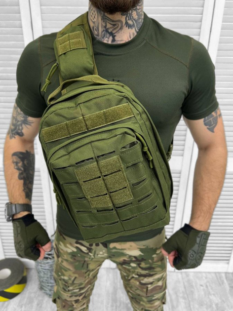 Рюкзак патрульний однолямковий SILVER KNIGHT 8л oliva РГ0487 - изображение 1