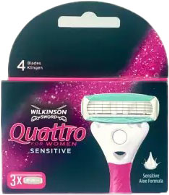 Картриджі для гоління Wilkinson Sword Quattro for Woman Sensetive Green 3 шт (4027800794300) - зображення 1