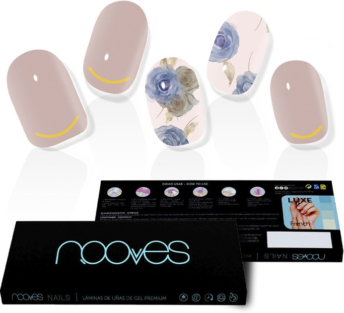 Zestaw sztucznych paznokc Nooves False Nails Elegant Floral Gel Self-Adhesives Luxe Metallic 20 szt (8436613950050) - obraz 1