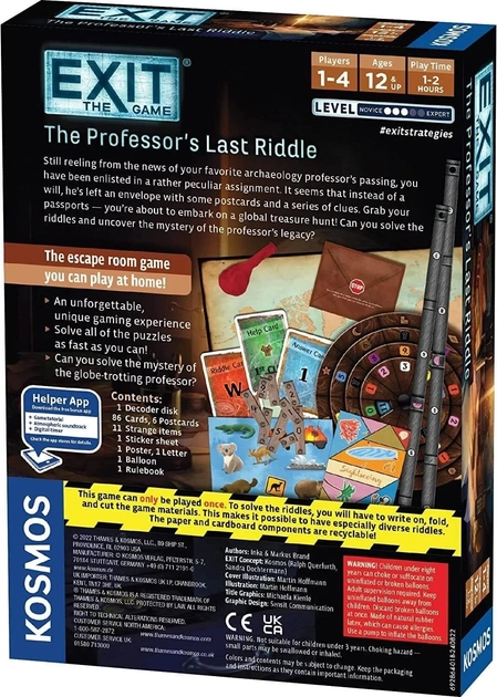 Настільна гра Kosmos Exit The Game The Professor's Last Riddle (0814743018082) - зображення 2