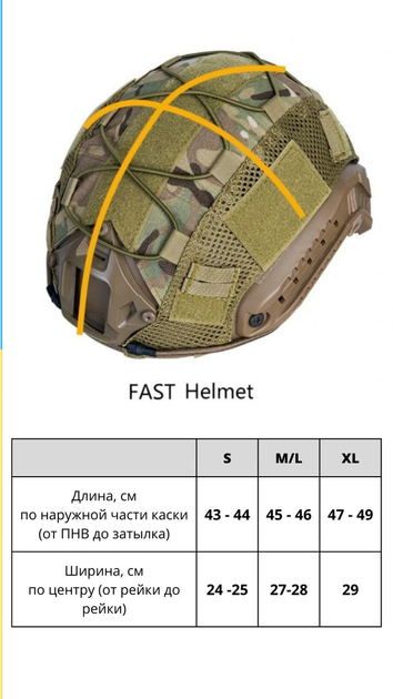 Кавер на каску фаст размер S шлем маскировочный чехол на каску Fast цвет койот тактический - изображение 2