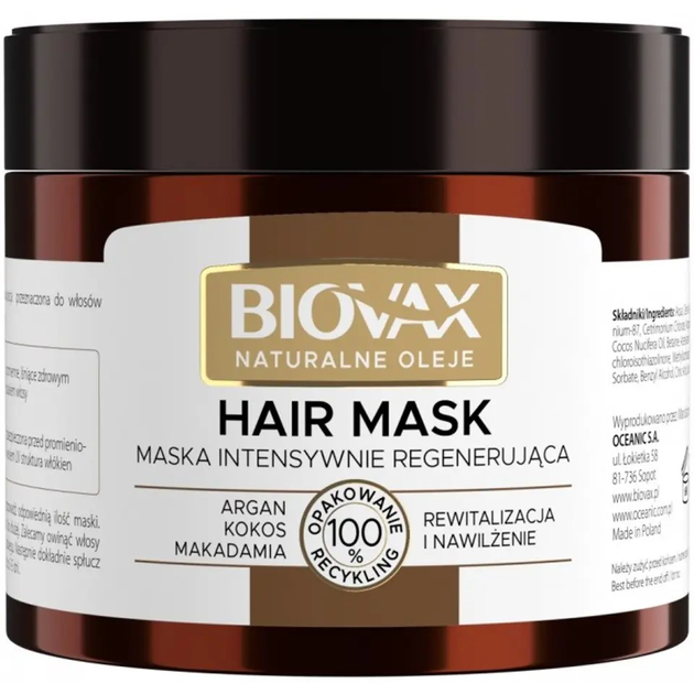 Maska do włosów L'biotica Biovax Naturalne oleje 250 ml (5902596711214) - obraz 1