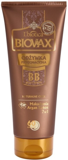 Кондиціонер L'biotica Biovax 7 в 1 Натуральні олії 60 секунд 200 мл (5902596711917) - зображення 1