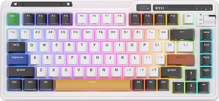 Клавіатура бездротова Royal Kludge KZZI K75 pro RGB Eternity Switch Чорно-біла (6935280821622) - зображення 1
