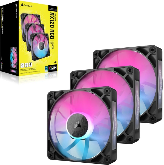 Zestaw wentylatorów Corsair iCUE Link RX120 RGB PWM Triple Pack (CO-9051018-WW) - obraz 3