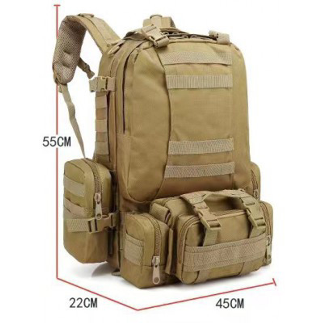 Тактический рюкзак армейский Raged Sheep Brown-Pixel большой военный, на 65-70л с защитой от дождя - изображение 2
