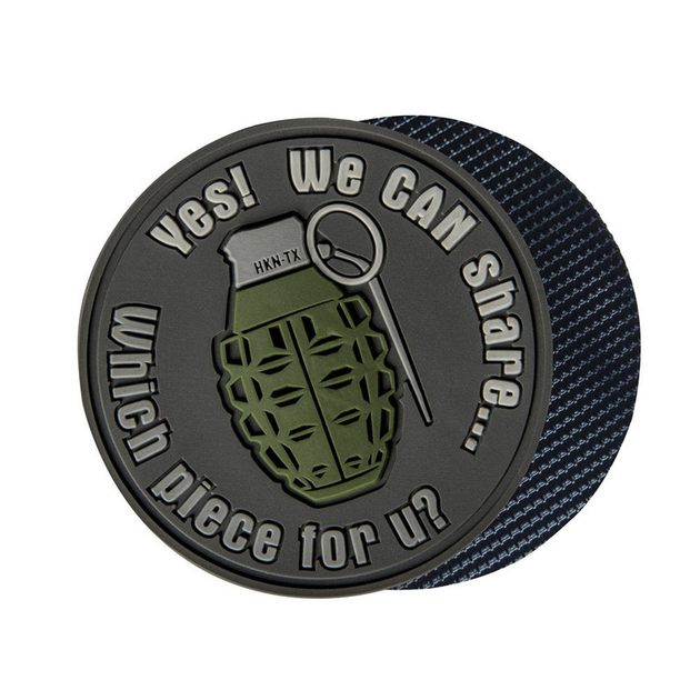 Шеврон Helikon-tex Сірий Ми-можемо-поділитися "WE CAN SHARE" GRENADE PATCH - PVC GREY (M-T) - зображення 1