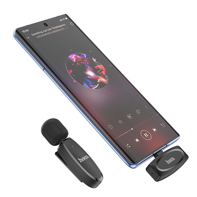 Бездротова мікрофонна система HOCO L15 Type-C Crystal lavalier wireless digital microphone Black - Фото 3 Бездротова мікрофонна система HOCO L15 Type-C Crystal lavalier wireless digital microphone Black - изображение 3