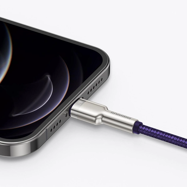 Кабель зарядный Baseus USB - Lightning Cafule Metal Lightning 2.4 A 1 м Purple (CALJK-A05) - изображение 6