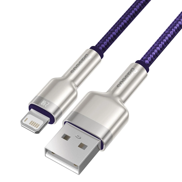 Кабель зарядный Baseus USB - Lightning Cafule Metal Lightning 2.4 A 1 м Purple (CALJK-A05) - изображение 7