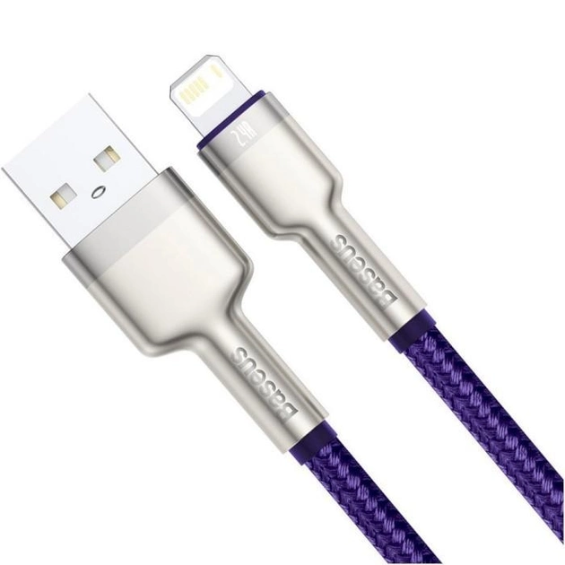 Кабель зарядный Baseus USB - Lightning Cafule Metal Lightning 2.4 A 2 м Purple (CALJK-B05) - изображение 4