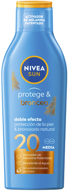 Сонцезахисний крем Nivea Sun Protege y Broncea Leche Spf20 200 мл (4005900993830) - зображення 1