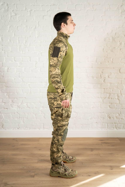 Форма армейская убакс и штаны с наколенниками рип-стоп ХБ tactical Пиксель Олива (601) , S - изображение 2