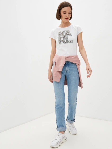 Koszulka bawełniana damska Karl Lagerfeld KL21WTS01 M Biała (8052283338846) - obraz 3