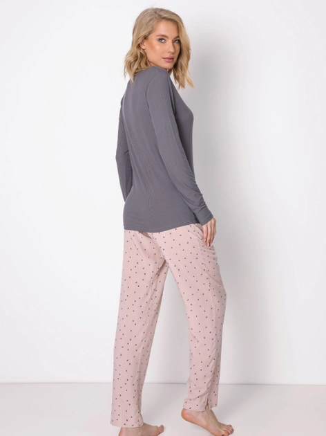 Piżama (longsleeve + spodnie) Aruelle Judy pajama long XXL Szary/Różowy (5904541434179) - obraz 2