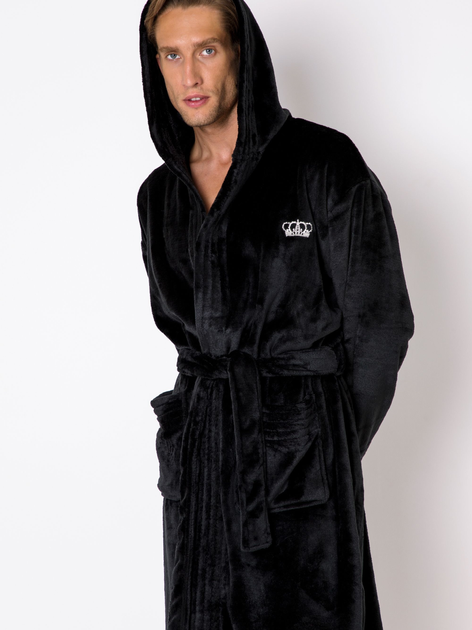 Szlafrok frotte męski Aruelle William bathrobe black XL Czarny (5904541436197) - obraz 2