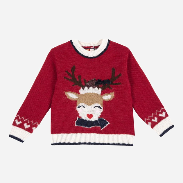 Дитячий новорічний светр для дівчинки Chicco 09069479000000-075 116 см Червоний (8054707835542) - зображення 1
