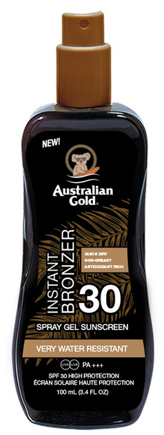 Żel-spray przeciwsłoneczny Australian Gold Instant Bronzer SPF 30 100 ml (0054402730430) - obraz 1