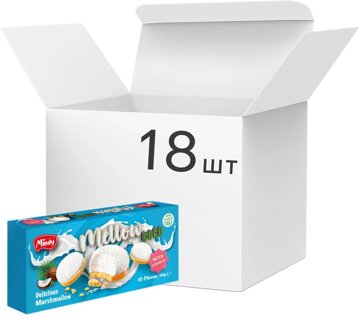 Упаковка десерта KBF Mindy Mellow с кокосом 100 г х 18 шт
