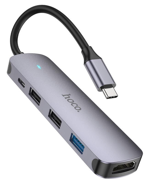Мультиадаптер USB-хаб Hoco HB27 5in1 Type-C штекер на HDTV / USB3.0 ...
