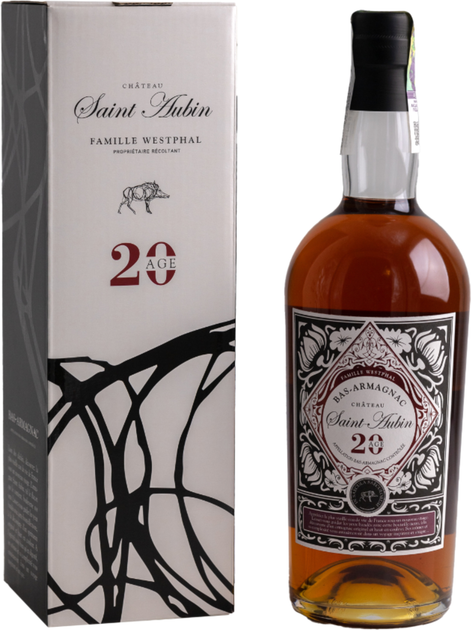Арманьяк Saint Aubin Bas Armagnac Age 20 лет выдержки 0.7 л 43% в подарочной упаковке (3760253566650) - изображение 1