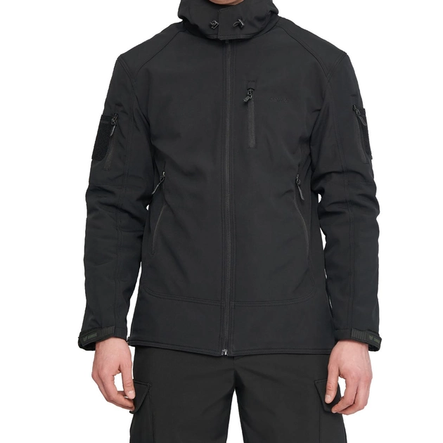 Чоловіча тактична куртка з 6 карманами Single Sword Мультикам Soft Shell Софтшел розмір S чорний - зображення 1