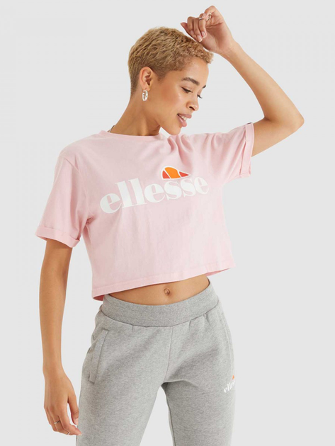 Акція на Футболка бавовняна оверсайз коротка жіноча Ellesse Alberta Cropped Tee SGS04484-808 10 Рожева від Rozetka