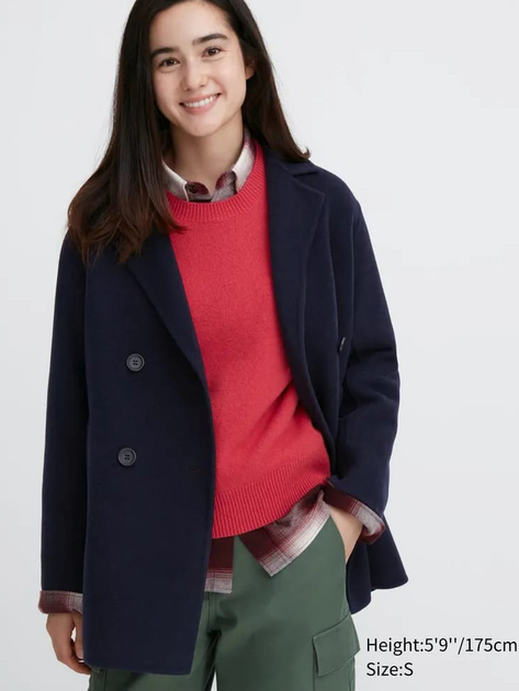 Пальто осеннее женское UNIQLO 814175522 XL Синее (1159799825) – в ...