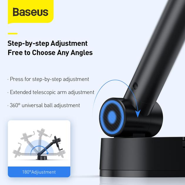Автотримач Baseus Gravity Simplism з присоскою Black (SUYL-JY01) - зображення 10