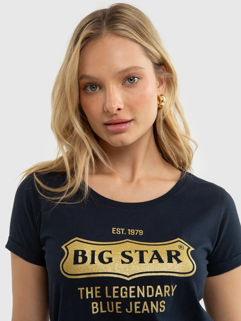 Футболка бавовняна жіноча Big Star Iris L Темно-синя (5900714758653) - зображення 6
