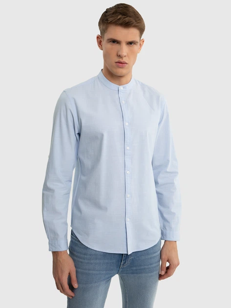 Сорочка бавовняна чоловіча Big Star Janer M Блакитна (5900714716363) - зображення 1