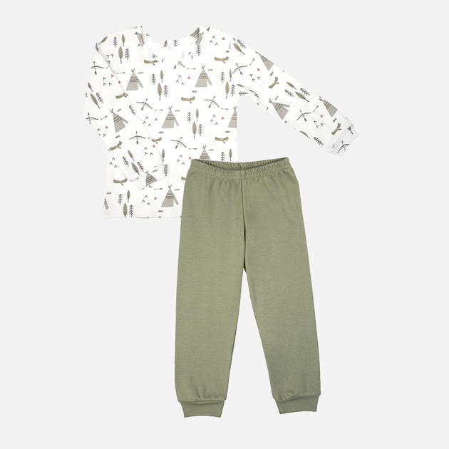 Piżama dziecięca (spodnie + bluza) Nicol 206036 98 cm Biały/Szary/Zielony (5905601017639) - obraz 1