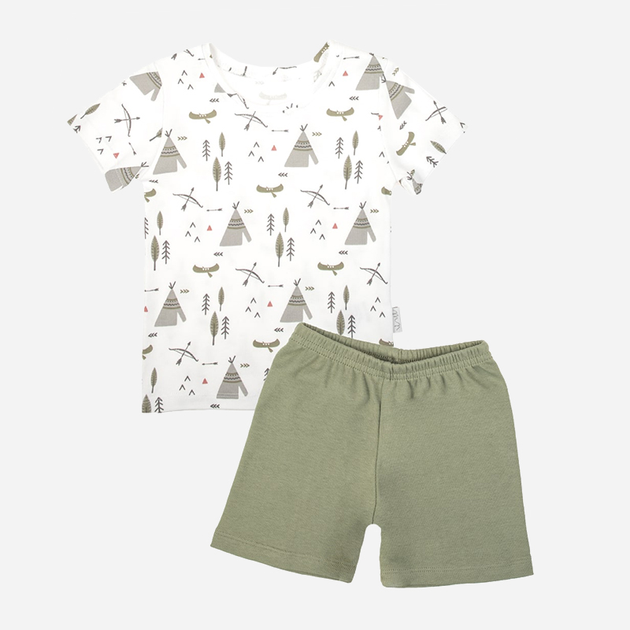 Комплект (футболка + шорти) для хлопчика Nicol 206037 92 см Білий/Сірий/Зелений (5905601017721) - зображення 1