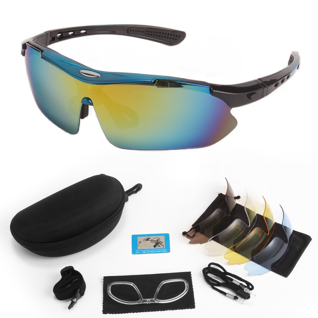 Защитные очки тактические Solve синие с поляризацией 5 линз One siz+ - изображение 1