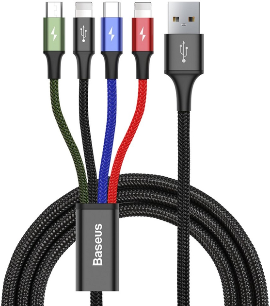 Kabel Baseus Fast 4w1 USB Type-C - Lightning - micro-USB 1.2 m Black (CA1T4-A01) - obraz 1