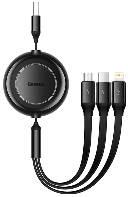 Кабель Baseus Bright Mirror 2 3в1 micro-USB - Lightning - USB Type C 1.1 м Black (CAMJ010001) - зображення 1
