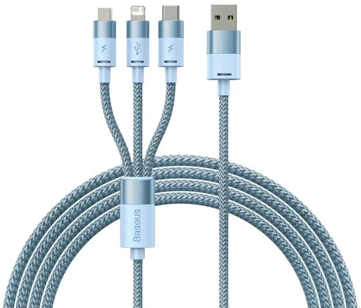 Kabel Baseus StarSpeed 3w1 USB Type-C - micro-USB - Lightning 1.2 m Blue (CAXS000017) - obraz 1