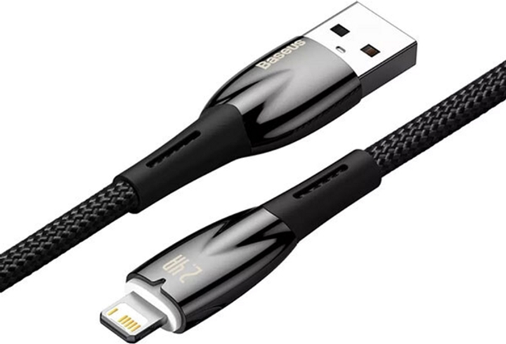 Kabel Baseus Glimmer USB Type-A - Lightning 2 m Black (CADH000301) - obraz 2