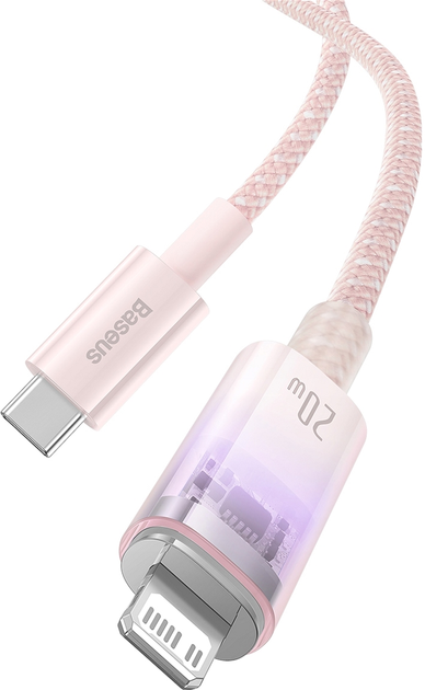 Kabel Baseus Explorer USB Type-C - Lightning 1 m Pink (CATS010204) - obraz 1