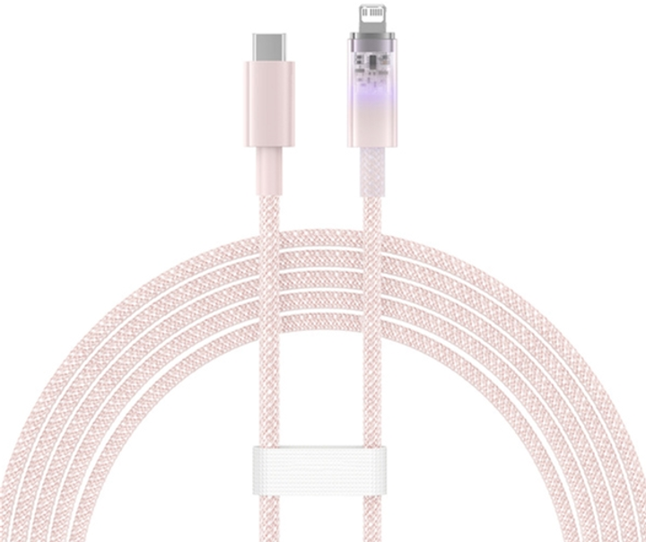 Kabel Baseus Explorer USB Type-C - Lightning 2 m Pink (CATS010304) - obraz 1