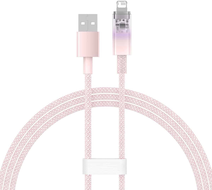 Kabel Baseus Explorer USB Type-A - Lightning 1 m Pink (CATS010004) - obraz 1
