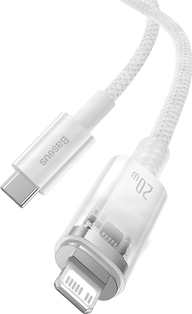 Kabel Baseus Explorer USB Type-C - Lightning 1 m White (CATS010202) - obraz 2