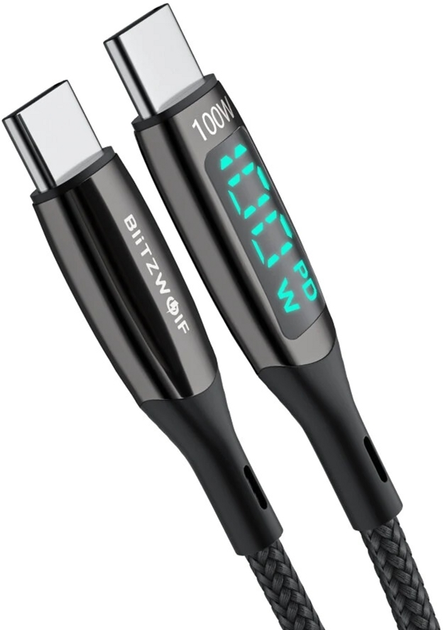Kabel BlitzWolf USB Type-C - USB Type-C 0.9 m Black (BW-TC23) - obraz 1